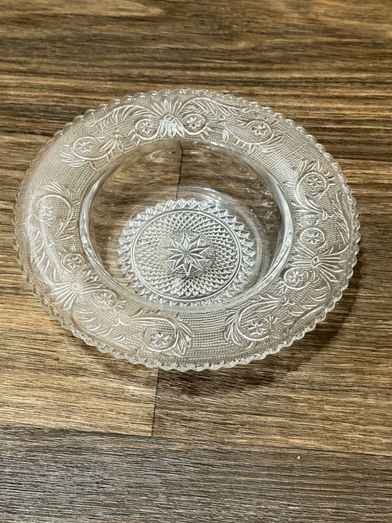 Other - Clear Pressed Glass Decorative Serving Bowl - Clear